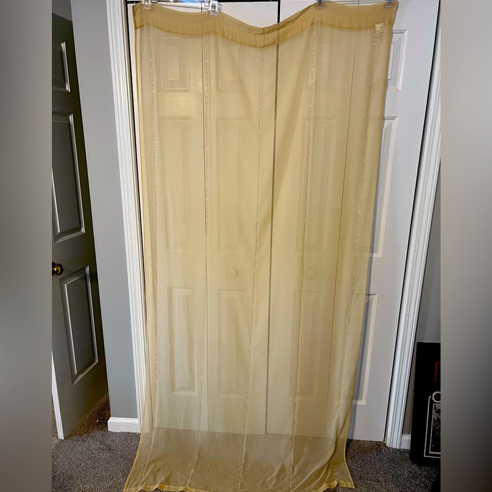 Taupe Curtain Panels (3): 42x84 inches.